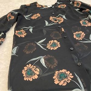 CAbi Black Floral Blouse